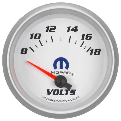 Auto Meter Gauge; Voltmeter; 2 5/8in.; 18V; Electric; White; Mopar 880252