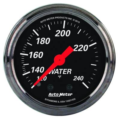 Auto Meter Gauge; Water Temp; 2 1/16in.; 120-240deg. F; Mech; Designer Black 1432