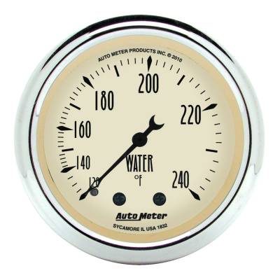 Auto Meter Gauge; Water Temp; 2 1/16in.; 120-240deg. F; Mech; Antique Beige 1832