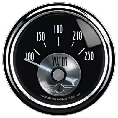 Auto Meter Gauge; Water Temp; 2 1/16in.; 250deg. F; Elec; Prestige Blk. Diamond 2038