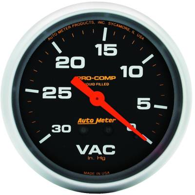 Auto Meter Gauge; Vacuum; 2 5/8in.; 30inHg; Liquid Filled Mech; Pro-Comp 5484