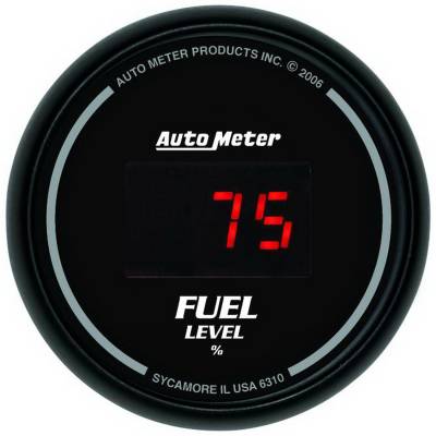 Auto Meter Gauge; Fuel Level; 2 1/16in.; 0-280 Program.; Digital; Black Dial w/Red LED 6310