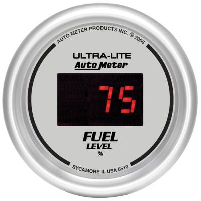 Auto Meter Gauge; Fuel Level; 2 1/16in.; 0-280 Program.; Digital; Silver Dial w/Red LED 6510