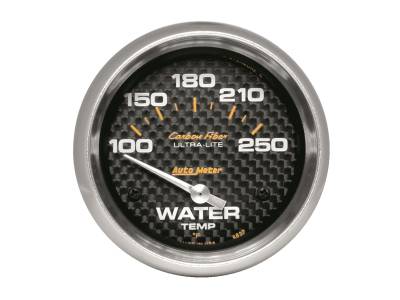 Auto Meter Gauge; Water Temp; 2 5/8in.; 100-250deg. F; Electric; Carbon Fiber 4837