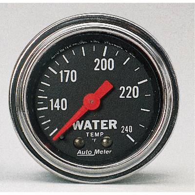 Auto Meter Gauge; Water Temp; 2 1/16in.; 120-240deg. F; Mechanical; Traditional Chrome 2432