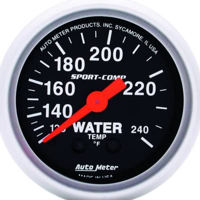 Auto Meter Gauge; Water Temp; 2 1/16in.; 120-240deg. F; Mechanical; Sport-Comp 3332