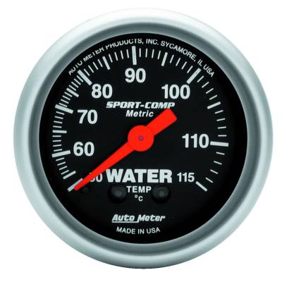 Auto Meter Gauge; Water Temp; 2 1/16in.; 50-115deg. C; Mechanical; Sport-Comp 3332-M