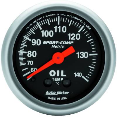 Auto Meter Gauge; Water Temp; 2 1/16in.; 60-140deg. C; Mechanical; Sport-Comp 3341-M