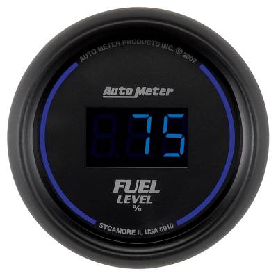 Auto Meter Gauge; Fuel Level; 2 1/16in.; 0-280 Programmable; Digital; Black Dial w/Blue LED 6910