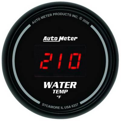 Auto Meter - Auto Meter Gauge; Water Temp; 2 1/16in.; 340deg. F; Digital; Black Dial w/Red LED 6337 - Image 1