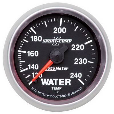Auto Meter - Auto Meter Gauge; Water Temp; 2 1/16in.; 120-240deg. F; Mechanical; Sport-Comp II 3632 - Image 1