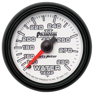 Auto Meter - Auto Meter Gauge; Water Temp; 2 1/16in.; 140-280deg. F; Mechanical; Phantom II 7531 - Image 1