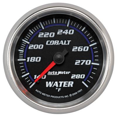Auto Meter Gauge; Water Temp; 2 5/8in.; 140-280deg. F; Mechanical; Cobalt 7931