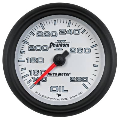 Auto Meter Gauge; Oil Temp; 2 5/8in.; 140-280deg. F; Mechanical; Phantom II 7841