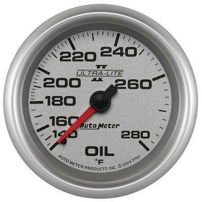 Auto Meter Gauge; Oil Temp; 2 5/8in.; 140-280deg. F; Mechanical; Ultra-Lite II 7741