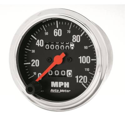 Auto Meter Gauge; Speedometer; 3 3/8in.; 120mph; Mechanical; Traditional Chrome 2492