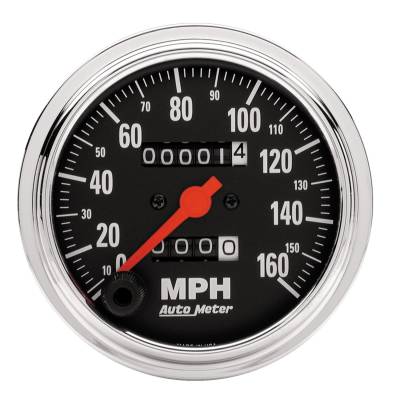 Auto Meter Gauge; Speedometer; 3 3/8in.; 160mph; Mechanical; Traditional Chrome 2494