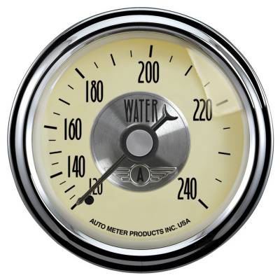 Auto Meter Gauge; Water Temp; 2 1/16in.; 240deg. F; Mech; Prestige Antq. Ivory 2032