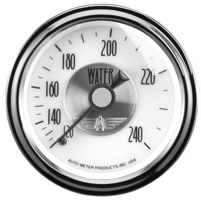 Auto Meter Gauge; Water Temp; 2 1/16in.; 240deg. F; Mech; Prestige Pearl 2031