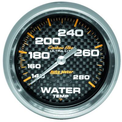 Auto Meter - Auto Meter Gauge; Water Temp; 2 5/8in.; 140-280deg. F; Mechanical; Carbon Fiber 4831 - Image 1