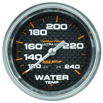 Auto Meter Gauge; Water Temp; 2 5/8in.; 120-240deg. F; Mechanical; Carbon Fiber 4832