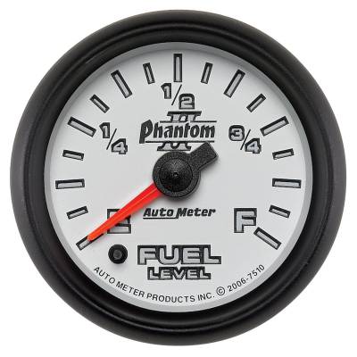 Auto Meter Gauge; Fuel Level; 2 1/16in.; 0E to 90F; Elec; Phantom II 7510