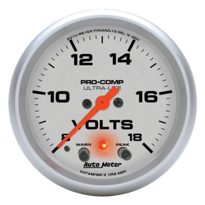Auto Meter Gauge; Voltmeter; 2 5/8in.; 18V; Digital Stepper Motor w/Peak/Warn; Ultra-Lite 4483