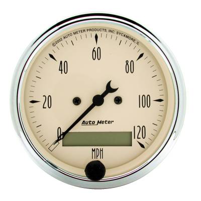 Auto Meter - Auto Meter Gauge; Speedo.; 3 1/8in.; 120mph; Elec. Prog. w/LCD Odo; Antq Beige 1887 - Image 2