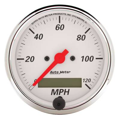 Auto Meter - Auto Meter Gauge; Speedometer; 3 1/8in.; 120mph; Elec. Prog. w/LCD Odo; Arctic White 1388 - Image 2