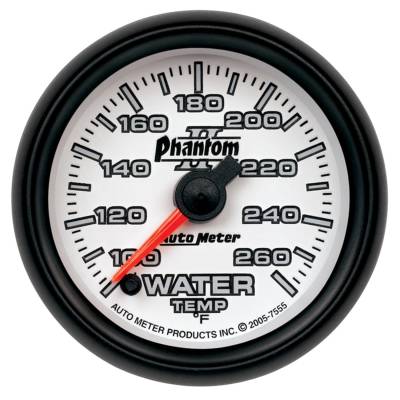 Auto Meter - Auto Meter Gauge; Water Temp; 2 1/16in.; 260deg. F; Stepper Motor w/Peak/Warn; Phantom II 7855 - Image 1