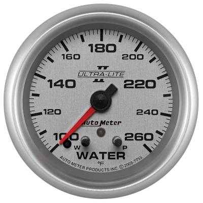 Auto Meter Gauge; Water Temp; 2 5/8in.; 260deg. F; Stepper Motor w/Peak/Warn; Ultra-Lite II 7755