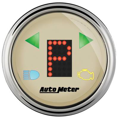 Auto Meter Gauge; Gear Pos; 2 1/16in.; incl indicators; Beige Dial; Dome Lens; Chrome Bzl 1860