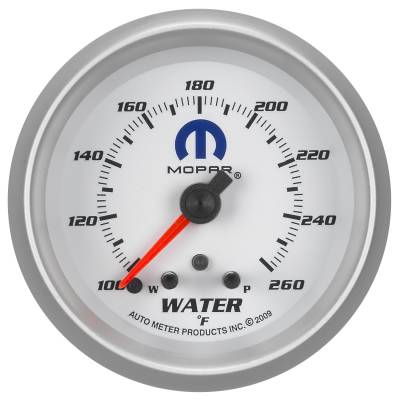 Auto Meter Gauge; Water Temp; 2 5/8in.; 260deg. F; Stepper Motor w/Peak/Warn; White; Mopar 880250