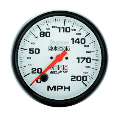 Auto Meter Gauge; Speedometer; 5in.; 200mph; Mechanical; Phantom 5896
