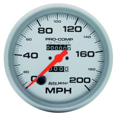 Auto Meter Gauge; Speedometer; 5in.; 200mph; Mechanical; Ultra-Lite 4496