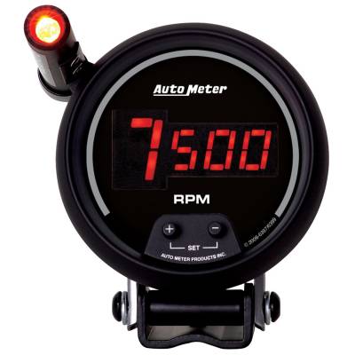 Auto Meter Gauge; Tach; 3 3/4in.; 10k RPM; Pedestal w/ext. Quick-Lite; Digital; Blk Dial w/ 6399