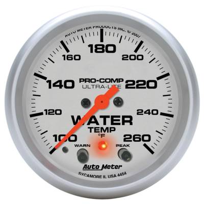 Auto Meter Gauge; Water Temp; 2 5/8in.; 260deg. F; Digital Stepper Motor w/Peak/Warn; Ultra 4454