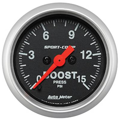 Auto Meter Gauge; Boost; 2 1/16in.; 15psi; Digital Stepper Motor; Sport-Comp 3350