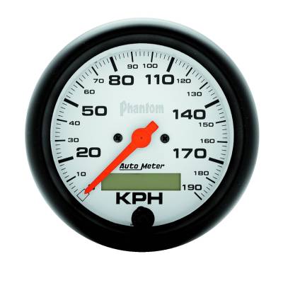 Auto Meter Gauge; Speedometer; 3 3/8in.; 190km/h; Elec. Prog. w/LCD Odo; Phantom 5887-M