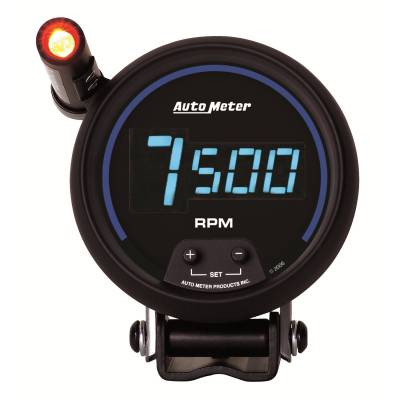 Auto Meter Gauge; Tach; 3 3/4in.; 10k RPM; Pedestal w/ext. Quick-Lite; Digital; Blk Dial w/ 6999