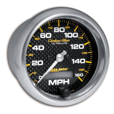 Auto Meter Gauge; Speedometer; 3 3/8in.; 160mph; Elec. Programmable; Carbon Fiber 4789