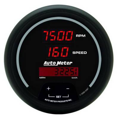 Auto Meter Gauge; Tach/Speedo; 3 3/8in.; 120mph/8k RPM; Elec. Program; Digital; Blk Dial w/ 6387