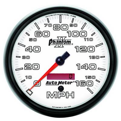 Auto Meter Gauge; Speedometer; 5in.; 160mph; Elec. Programmable; Phantom II 7589