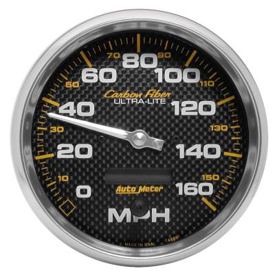 Auto Meter Gauge; Speedometer; 5in.; 160mph; Elec. Programmable; Carbon Fiber 4889