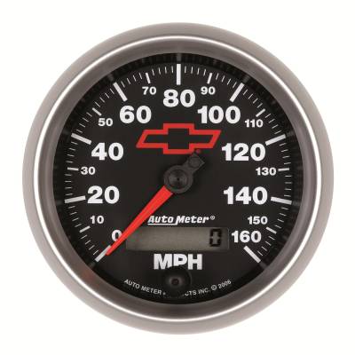 Auto Meter Gauge; Speedometer; 3 3/8in.; 160mph; Elec. Programmable; GM Bowtie Black 3688-00406