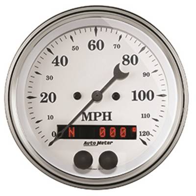 Auto Meter Gauge; Speedometer; 3 3/8in.; 120mph; GPS; Old Tyme White 1649