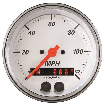 Auto Meter Gauge; Speedometer; 3 3/8in.; 120mph; GPS; Arctic White 1349