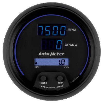 Auto Meter Gauge; Tach/Speedo; 3 3/8in.; 120mph/8k RPM; Elec. Program; Digital; Blk Dial w/ 6987