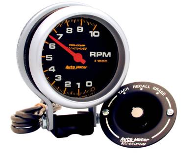 Auto Meter Gauge; Tachometer; 3 3/4in.; 10k RPM; Pedestal w/Peak Memory; Pro-Comp 6601