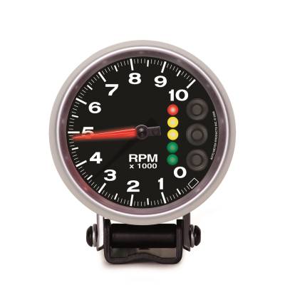 Auto Meter Gauge; Tach; 3 3/4in.; 10k RPM; w/Pit Road Speed Lights/Peak Mem; Elite 6606-05705